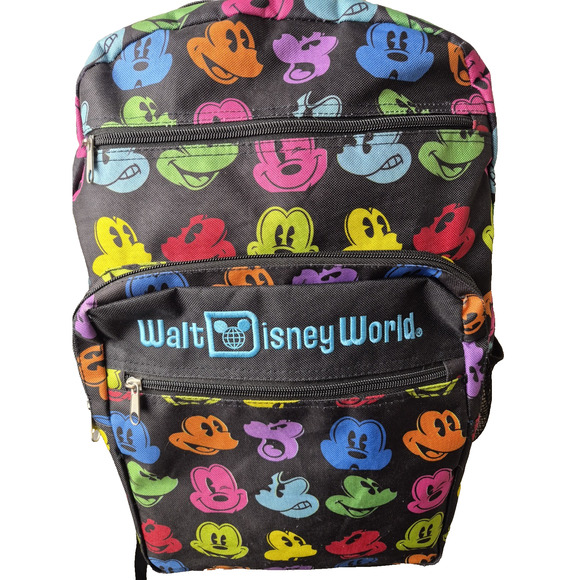 Walt Disney World Backpack Rainbow Mickey Mouse Faces Bookbag Large Disney Parks - Picture 5 of 16
